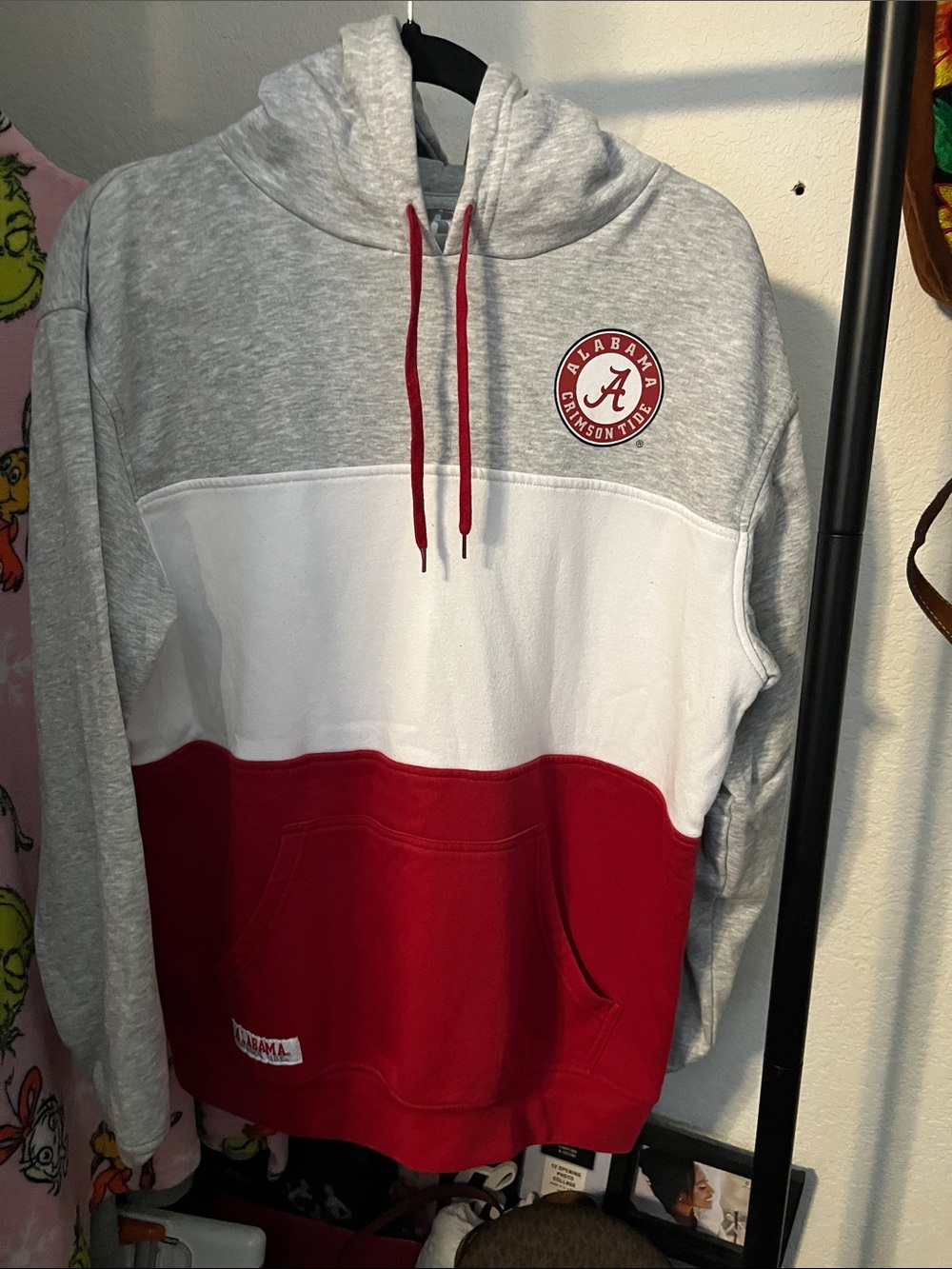 Alabama Crimson Tide Colorblock Hoodie - Gray/White/Red